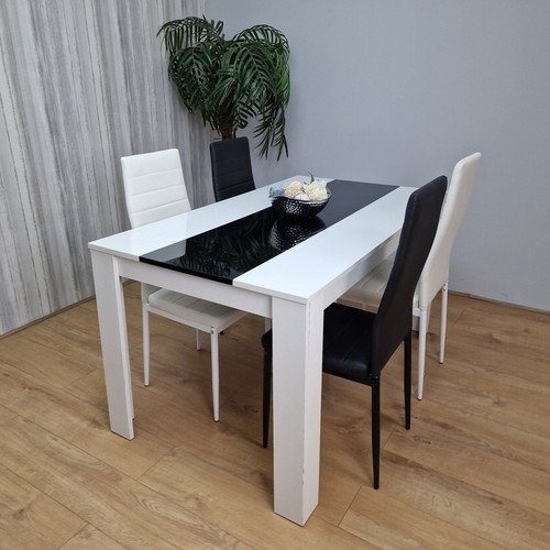 Black white wooden dining - black,