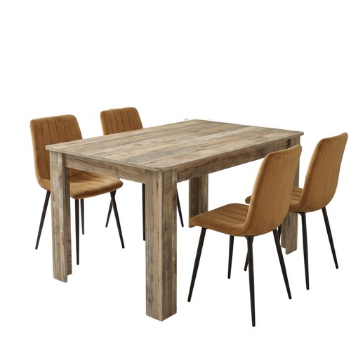 Dining set with rustic wood - set,