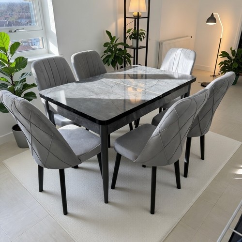 Wooden grey marble effect - grey,