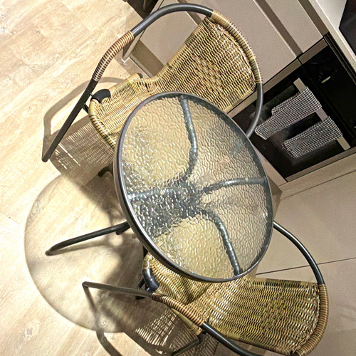Round glass top bistro - glass-top, table