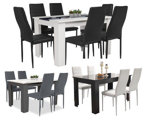 Wooden dining table and chairs - table,