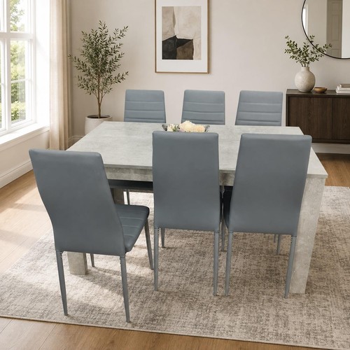 Grey dining table and chairs - dining,