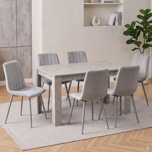 Grey dining table and chairs - dining,