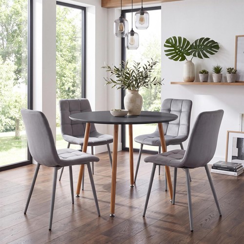 Grey round dining table and - dining,