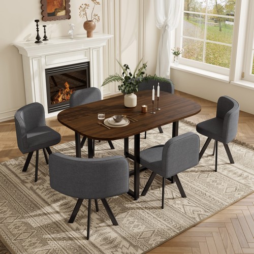 Dining table and grey chairs - table,