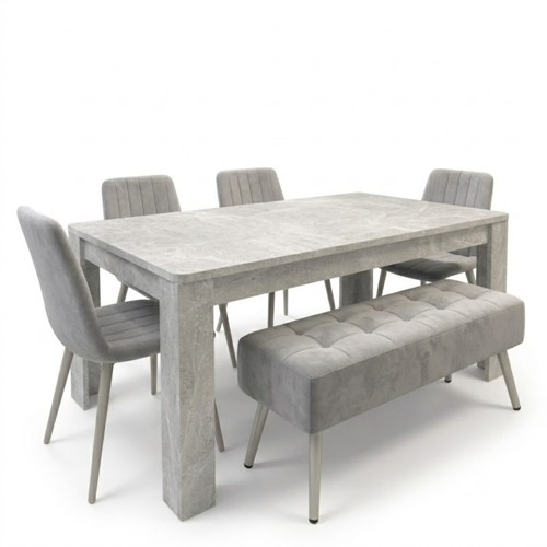 Stone grey dining table set - grey,
