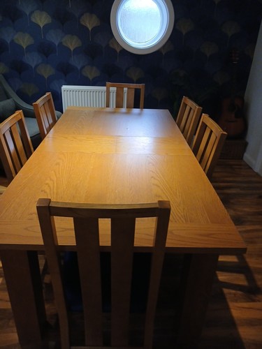 Oak dining table - and, chairs