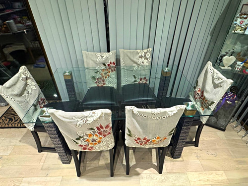 Rectangular glass dining table - dining,