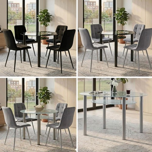 Round glass grey dining - glass,