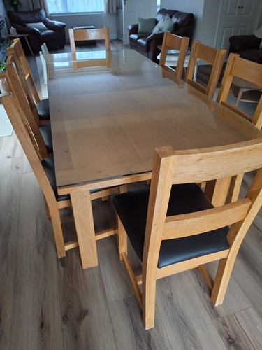 Oak dining table and chairs - 8,