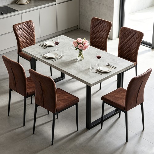 Dining table and chairs 6 - table,