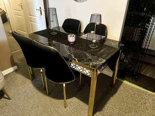 Dining table and chairs - table,
