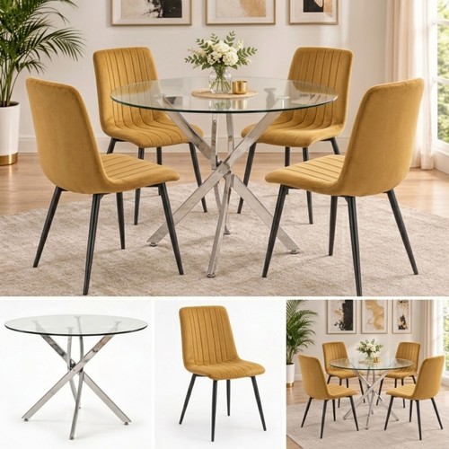 Round glass dining table and - dining,