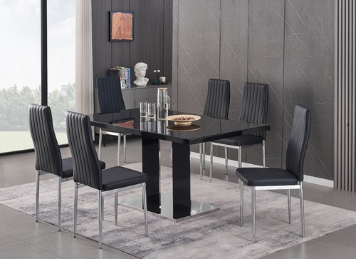 Dining table set black - dining, glass