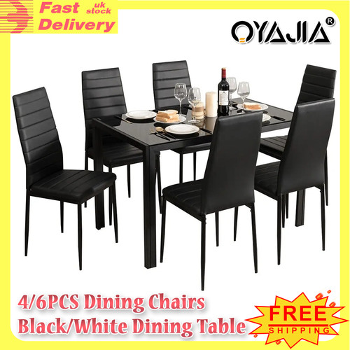 Black white dining table - black/white, 4