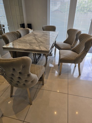 Modern marble effect dining - modern,