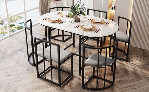 Dining table and chairs 6 - table,