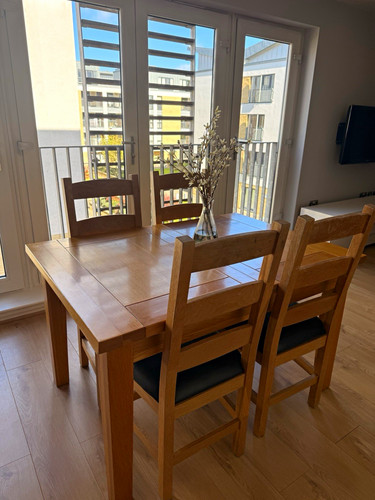 Wood rectangular dining table - dining,