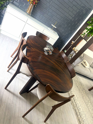Dark wood oval extending - oval,