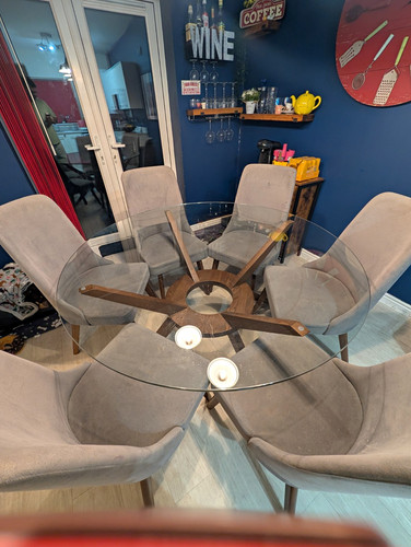 Round glass dining table 6 - dining,