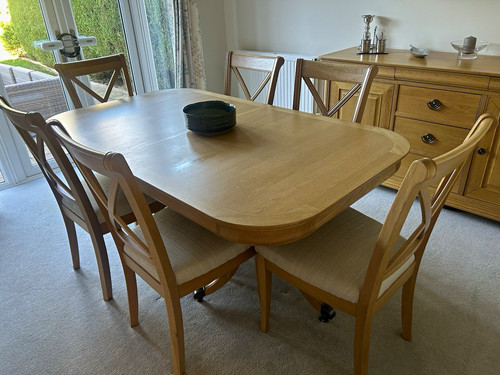 Light wood dining table - &, 6