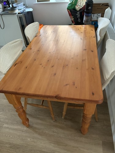 Pine dining table and chairs - pine,