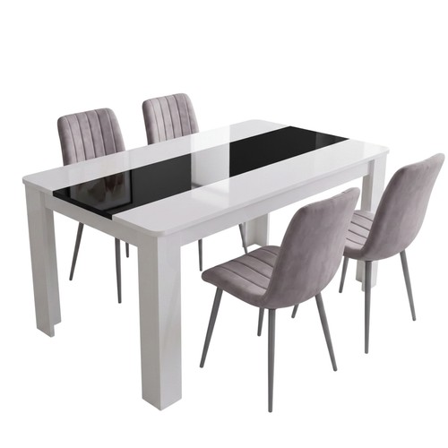 Modern white and black dining - white,