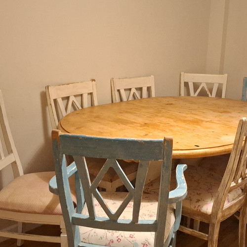 Oval light wood dining - wood, &