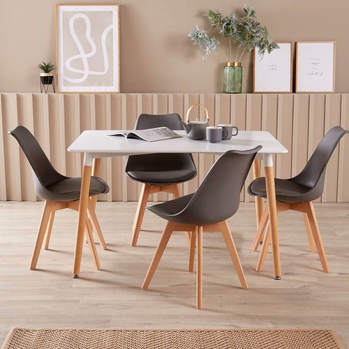 White kitchen dining table - white, set